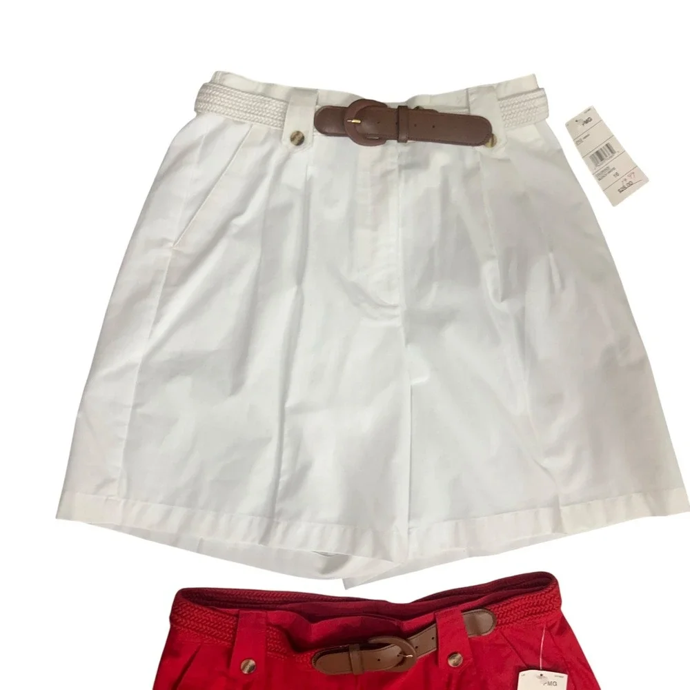 Vintage Belted Pleated Shorts Bundle 2 Pc 16 High Rise Preppy Retro NWT Vacation - Picture 12 of 13